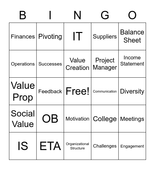 COLLEGEKITCO Bingo Card