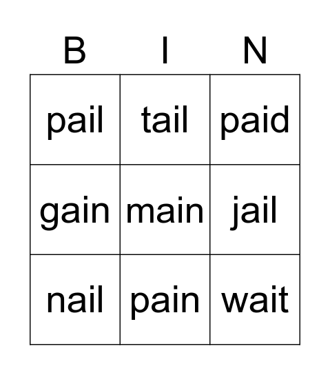 ai words Bingo Card