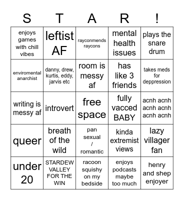 Star Bingo Card