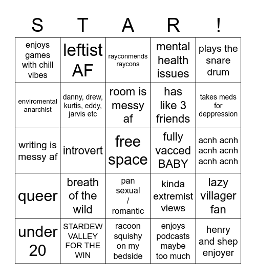 Star Bingo Card