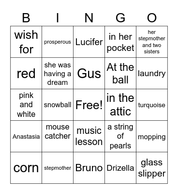 CINDERELLA Bingo Card