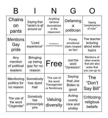 No Place For Hate Bingo Card