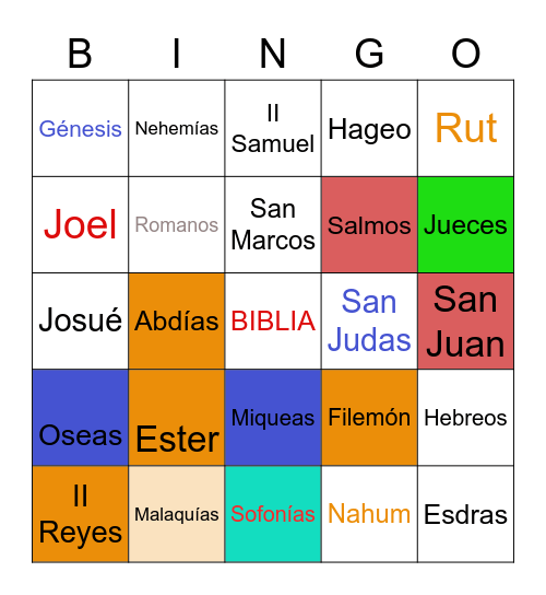 Bingo Libros de la Biblia Bingo Card