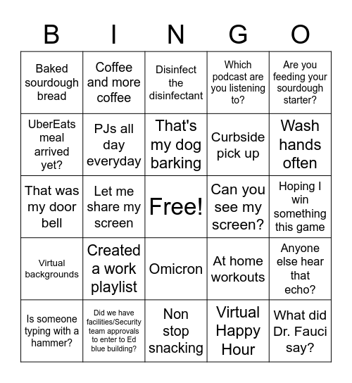 TXEB - Quarantine Bingo Card