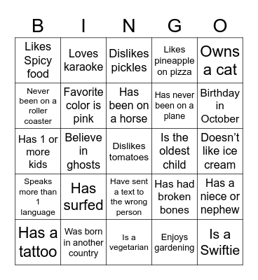 ICE BREAKER Bingo Card