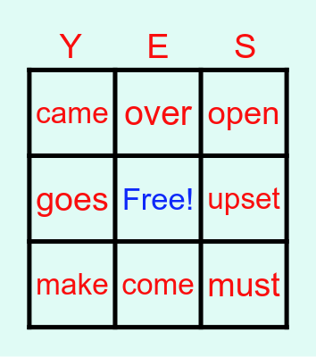 Sight Words--YES!! Bingo Card