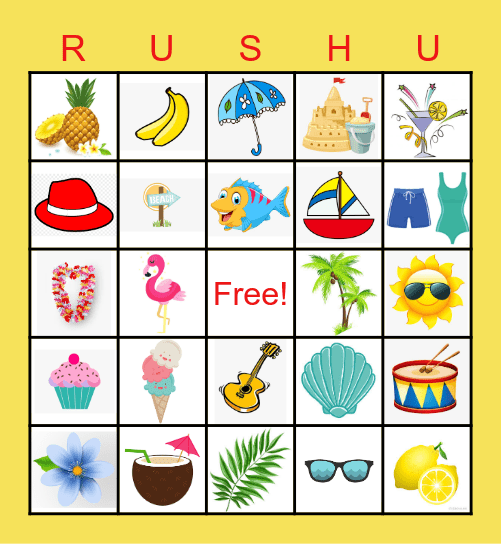 Tropical Bingo Card