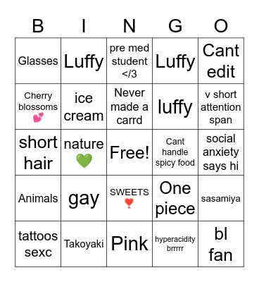 ANN Bingo Card