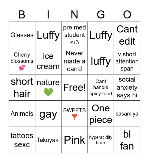 ANN Bingo Card