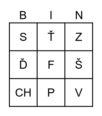 párové souhlásky Bingo Card