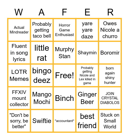 Wafer Bingo Card