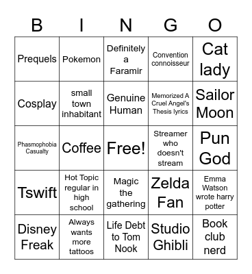 Nicole Bingo Card
