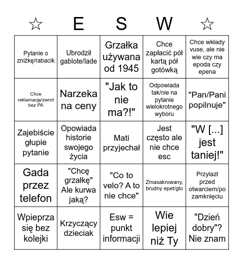 ESW BINGO Card