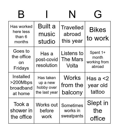 ~~~ DII Material World Bingo ~~~ (no direct/yes/no questions!) Bingo Card