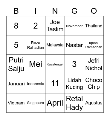 Raisha Dara Mareike Bingo Card