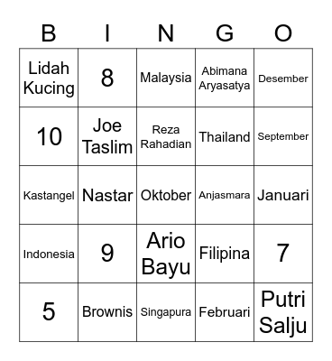 Evan ( @dergulus ) Bingo Card