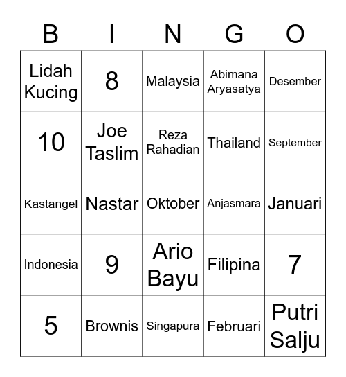 Evan ( @dergulus ) Bingo Card