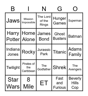 Movie Theme Song Trivia Bingo 2022 Bingo Card