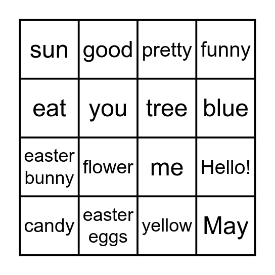 Easter Bingo Card