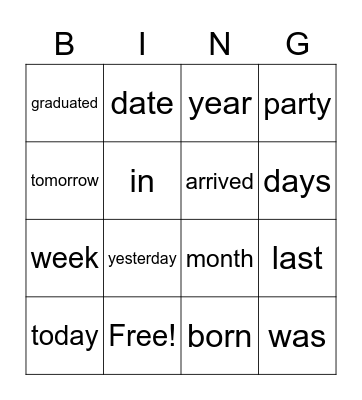The Calendar Bingo Card