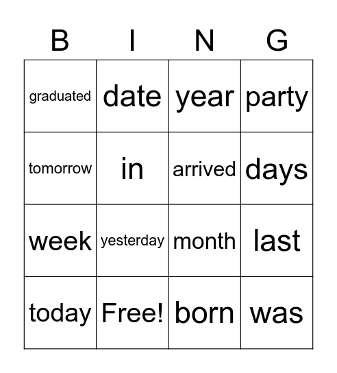 The Calendar Bingo Card