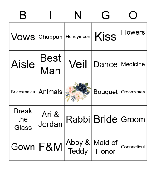 Arielle's Bridal Shower BINGO Card