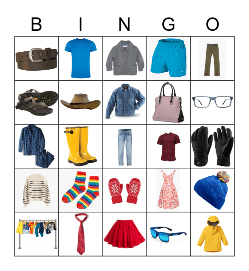 les vêtements Bingo Card