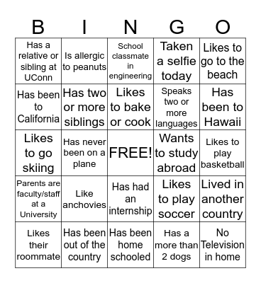 Did you know? Bingo Card