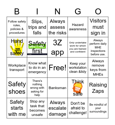 Safety Bingo Card