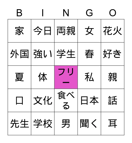 文化と伝統 Bingo Card