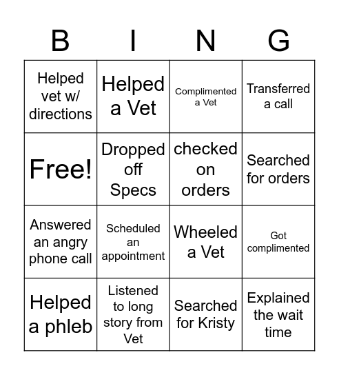 Ashley G! Bingo Card