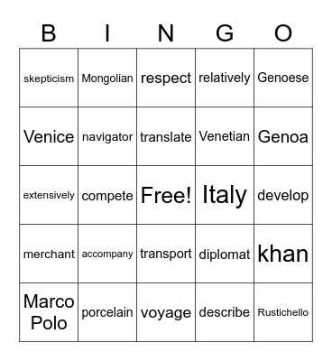 REWARDS + SS Unit 2 Vocabulary BINGO! Bingo Card