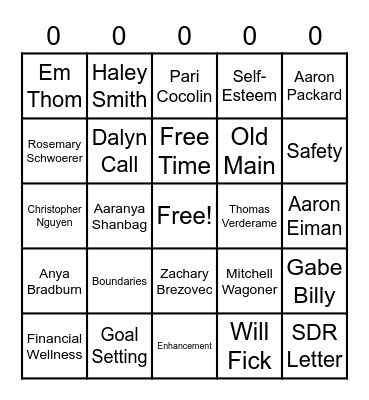 WL Final Bingo Card