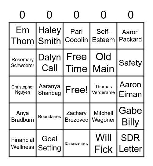 WL Final Bingo Card