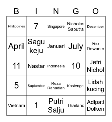 Punya Renata Bingo Card