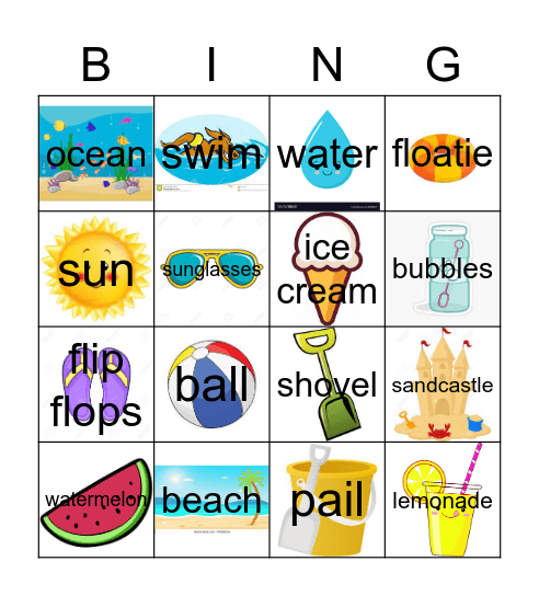 Beach Bingo Card