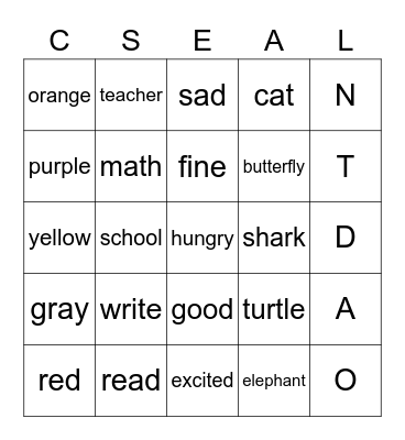 ASL Bingo Card