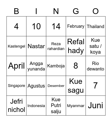 Alyanara Bingo Card