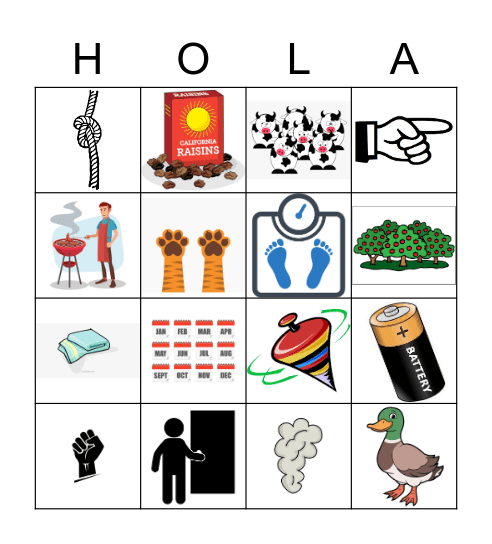 Initial /p/ Spanish Minimal Pairs Bingo Card