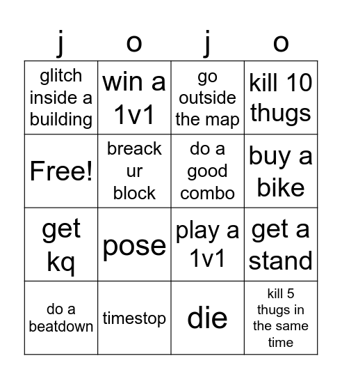 aut bingo Card