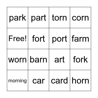 ar and or Bingo Card