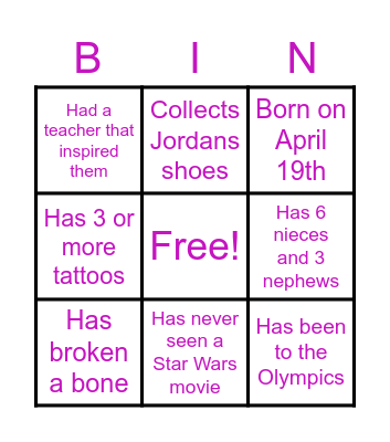 OBP Team Bingo - if it's you, tell us about it! Bingo Card