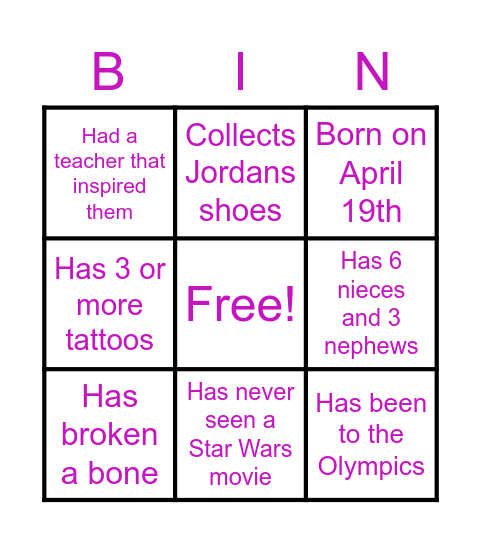 OBP Team Bingo - if it's you, tell us about it! Bingo Card
