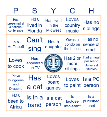 Psych Professor Bingo Card