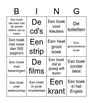 Bibliotheek BINGO Card