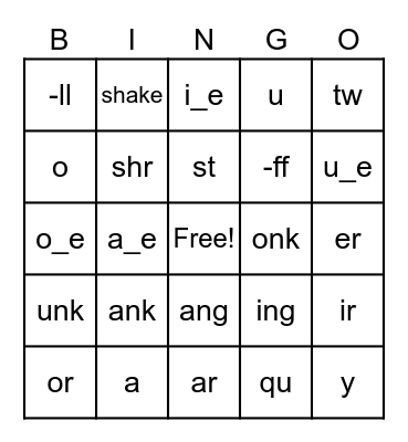 Phonics BINGO Card