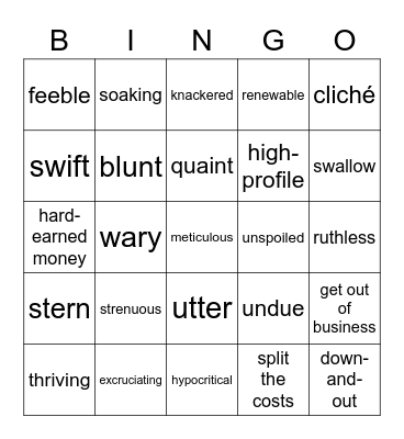 REVISION 6 Bingo Card