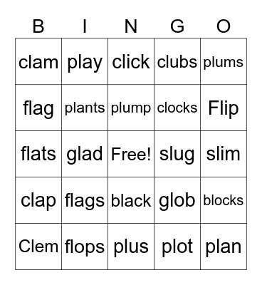 l blends Bingo Card