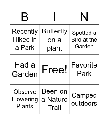 Project WILD Bingo Card