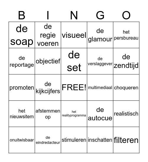 televisie groep 8  Bingo Card